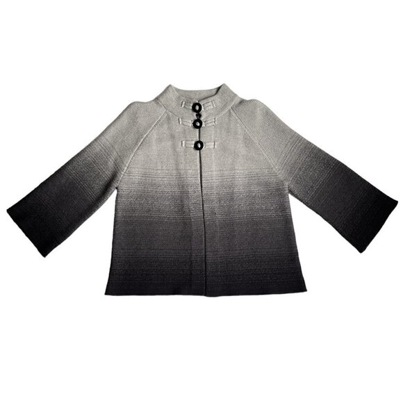 Jones New York Knit Cardigan PM Grey Black Ombre Sweater 100% Cotton Office Work - Picture 5 of 11